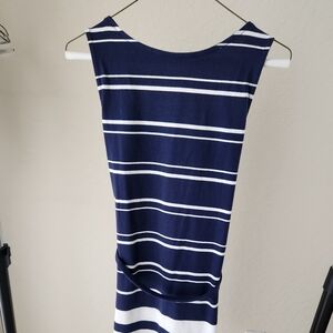 TOMMY HILFIGER Scoop Neck Blue Striped Pullover Dress w/Belt